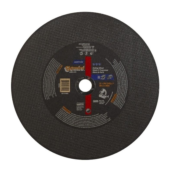 Norton Co CHOP SAW BLADES, Type 1 -Reinforced - Metal - Gemini Aluminum Oxide, 12 x 7/64 x 1, Max RPM: 5095 662532-07554 - main
